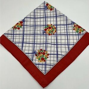 Vintage Scarf Red Blue Yellow Green Balloon Bouquet Tree Dot 26” Square Italy